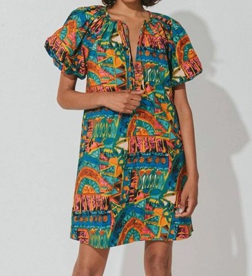 Cleobella Natia Abstract Colorful Artsy Mini Cotton Dress M NWT