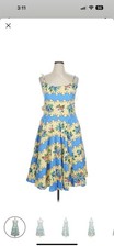 Smitten Kitten Unique Boutique NWT Sun Dress Fit N Flare Floral On Yellow SizeXL