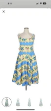 Smitten Kitten Unique Boutique NWT Sun Dress Fit N Flare Floral On Yellow SizeXL