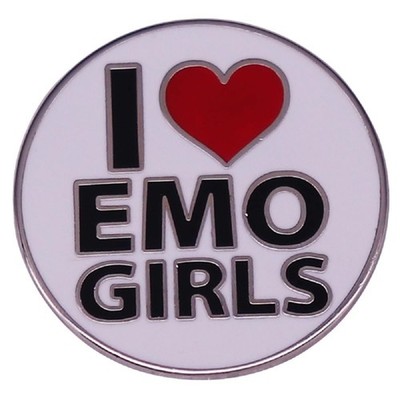Enamel Lapel Pins I Love Emo Girls Gothic Brooch Women Gift for Backpacks