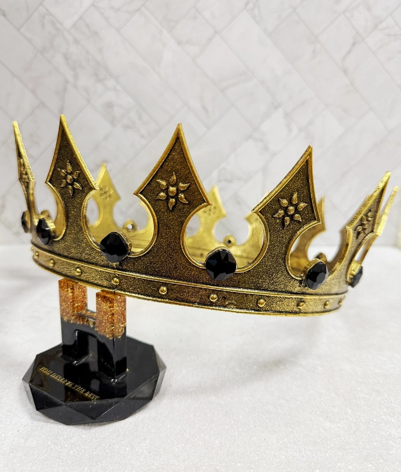 Regal Gold Crown, Royal Renaissance Crown, Medieval Costume, Black Stone Crown - Image 3 of 4