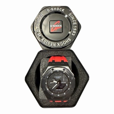  Casioak  Custom Mod Casio G-Shock GMA-2100 Blackout Red AP Style Watch New