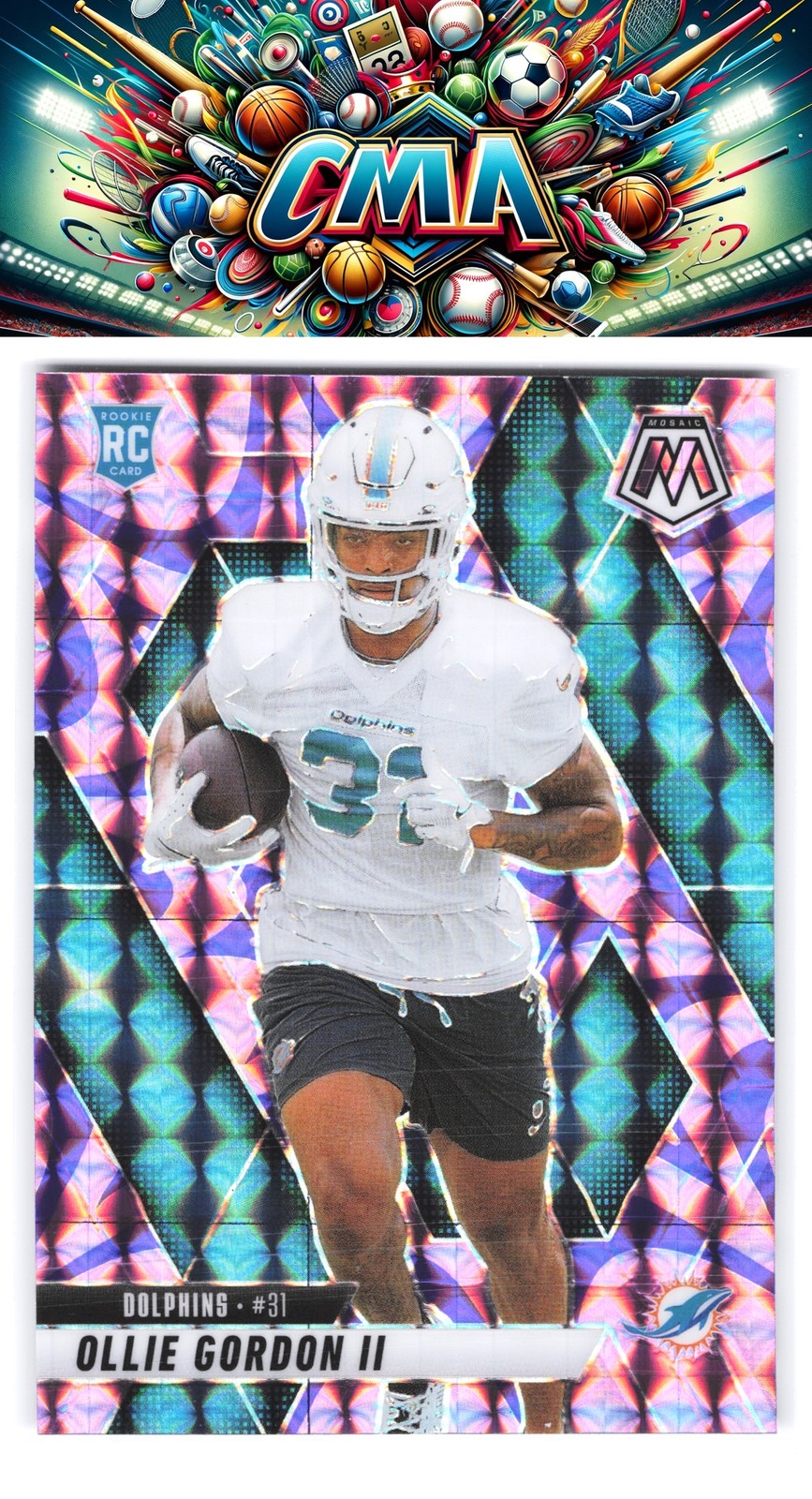 2025 Panini Mosaic #310 Ollie Gordon II Mosaic Reactive Blue