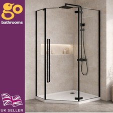 Black Corner Quadrant Shower Enclosure Matt Black Frame Space-Saving Design 900
