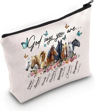 Horse Cosmetic Make Up Bag Gift For Horse Lover God Says You Are Unique Special