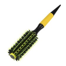 10.04"x1.97" Yellow Round Hair Brush Nylon Bristle Pins Styling Hair Brush
