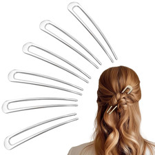 6Pcs Metal French Hair Pins for Women U Shape Sticks 3.9 Inch Vintage Fork for H