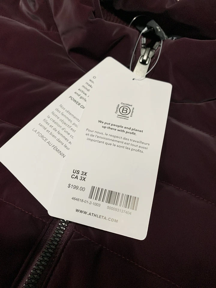 ATHLETA Hanover Hybrid Puffer Vest Women's size 3X Cabernet Wine Purple $199 - Image 4 of 4