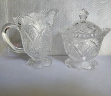 Shannon Crystal Cut Scalloped Sugar Lidded Bowl And Creamer 2 Piece Set 
