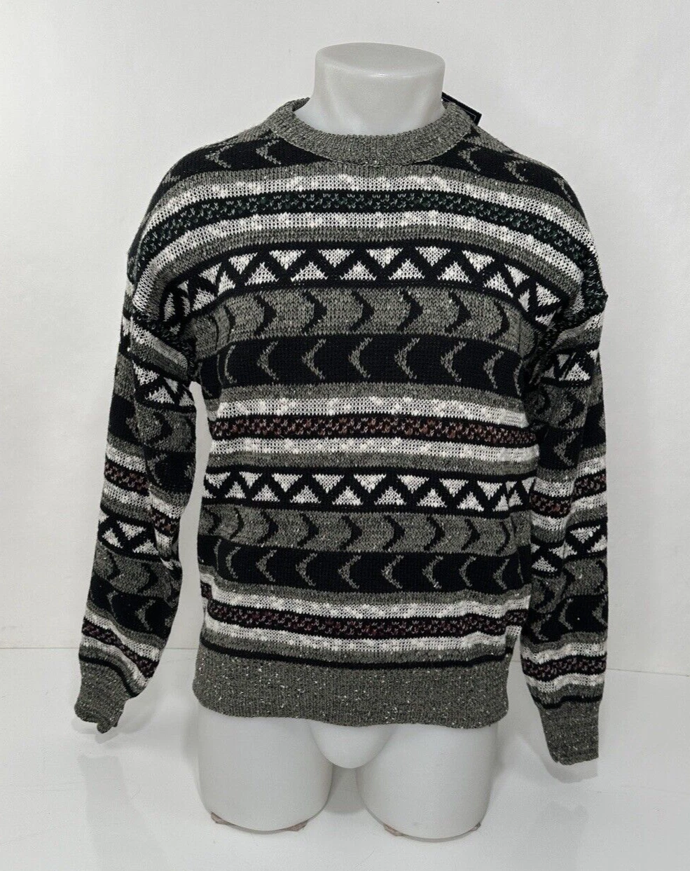 KNIGHTSBRIDGE - NEW w / TAG WOOL BLEND Abstract Knit Mens Md. Pullover Sweater