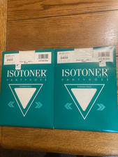 Lot of 2 Isotoner Pantyhose 504 Size 1 Control Top Sandalfoot Frost 1990 - NEW