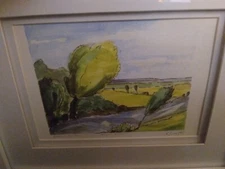 Orignal Signed Numbered Watercolor Landscape river  Painting