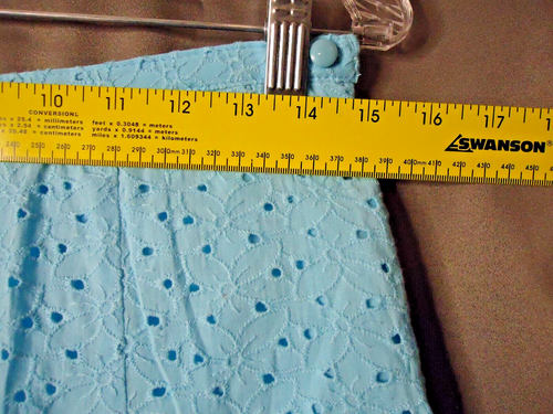 JM Collection Aline Eyelet Skirt Womens Size 8Petite Baby Blue Lace Trim - Picture 5 of 7