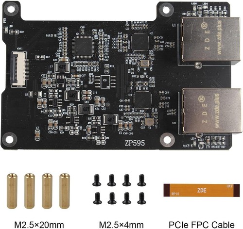 ZDE ZP595 Adaptateur PCIe vers Double Port Réseau Ethernet 2.5G pour Raspberry Pi 5 - Photo 6/7