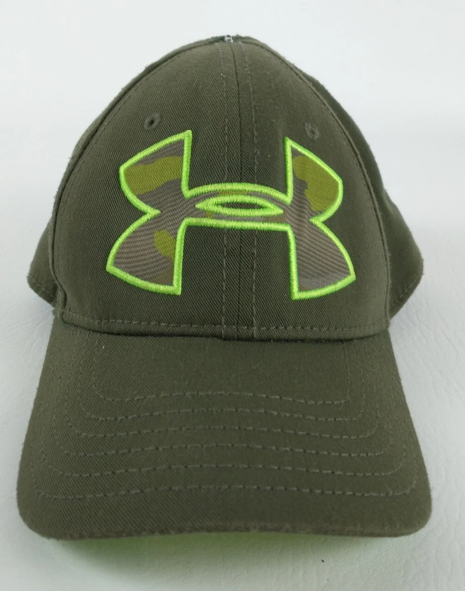 Under Armour Boys Baseball Hat Sport Cap Youth Small/Medium Green With Camo  Logo