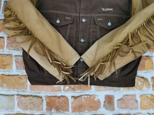Diesel Vintage Cowboy Rodeo Jeans Leather Fringes Braun Casual Size: L Tip Top - Picture 5 of 10
