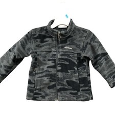 Columbia Kids 2T Fleece Jacket Gray Camo Full Zip Boys Girls Mock Neck Outdoor