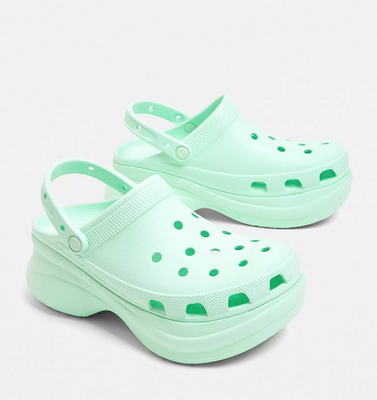 mint green crocs