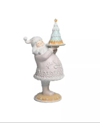December Diamonds Gingerbread Santa with Cake Figurine NEW In Box Christmas
