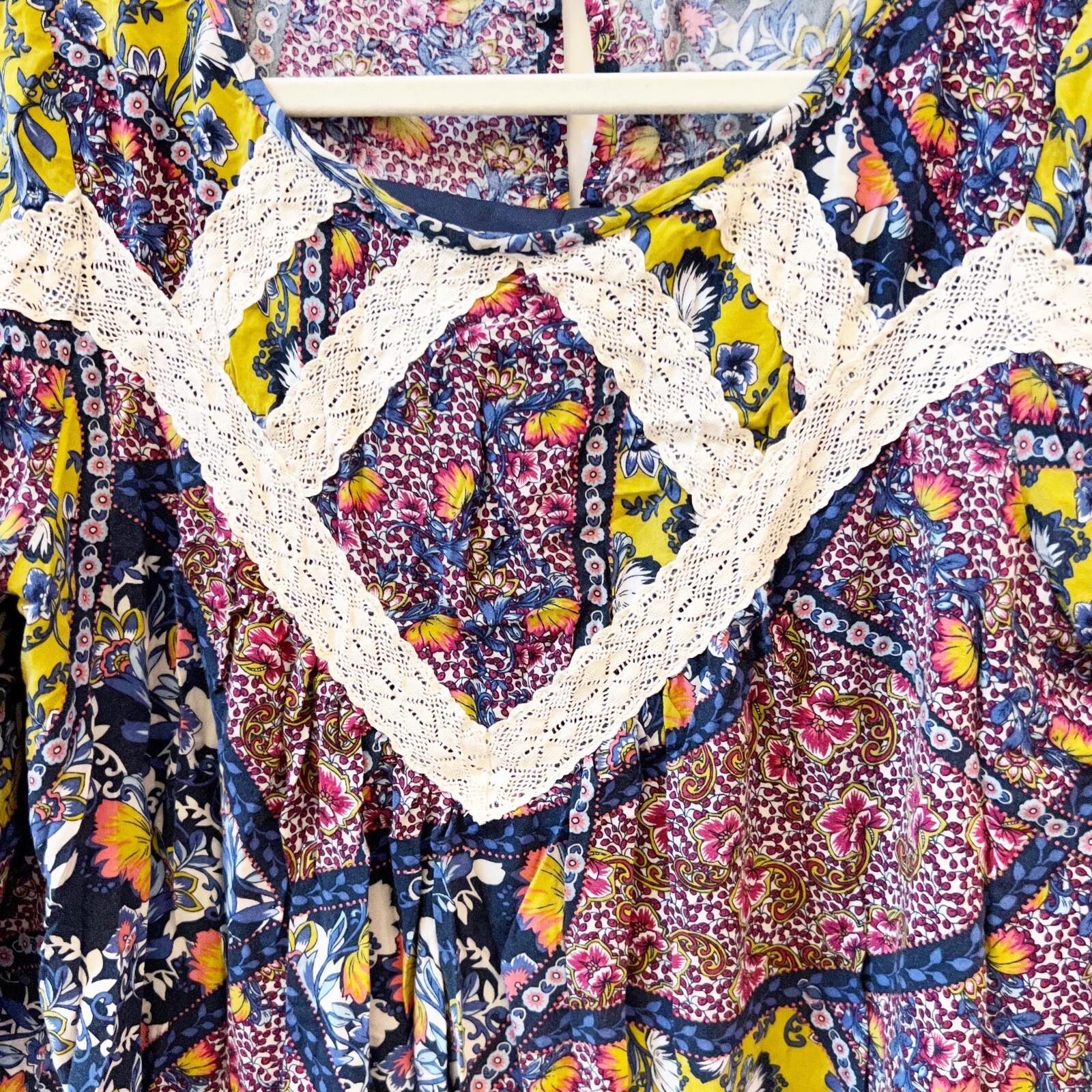 Entro Blouse Womens Patchwork Peasant Boho Top Tu… - image 3