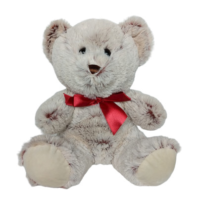 Hug Fun Beige Christmas Valentines Red Bow Teddy Bear Plush