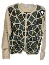 Vintage Granny Square Cardigan Sweater Cottagecore Y2K Crochet Medium Petite