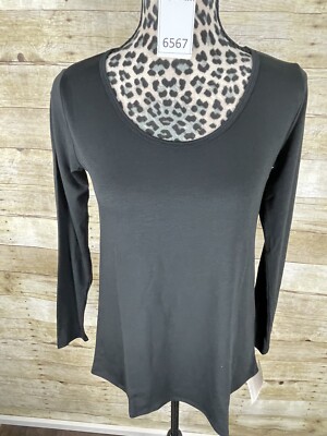 LuLaRoe Lynnae Long Sleeve Shirt Top Size Extra Extra Small NWT XXS ~Solid Black