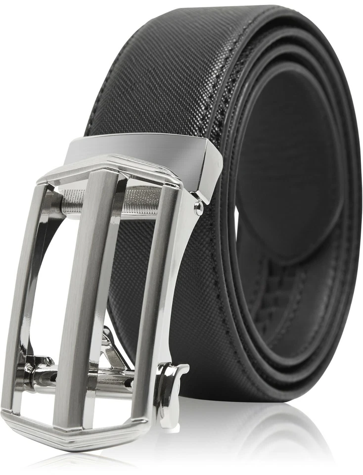 Bonded Leather Belt Mens Ratchet Dress Belts With Adjustable Automatic Buckle