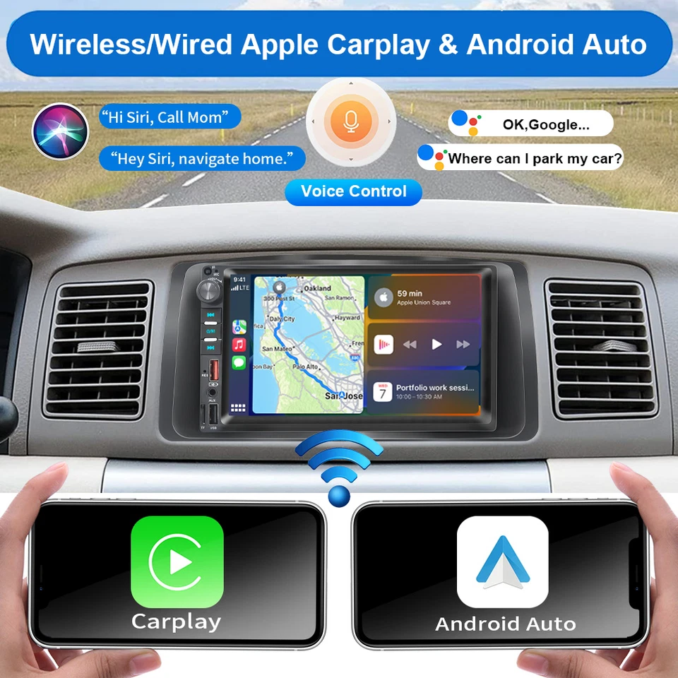 Radio estéreo GPS Apple Carplay de 7" para Toyota Corolla 2003-2008 Android Auto Foto 3 de 4