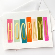 RIFLE PAPER CO. Greeting Card  Envelope - "HOORAY CONGRATS" Gold, Blank 