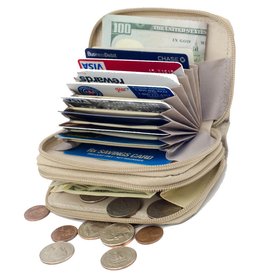 Cartera acordeón con tarjetero de crédito de cuero genuino RFID Foto 4 de 4