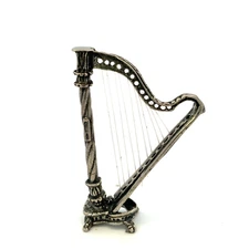Vintage Sterling Silver Signed 800 122 Harp Music Instrument Dollhouse Miniature