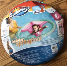 NEW Pink SwimWays Baby Spring Pool Swim Float Sun Canopy Toddler 2-4 Yrs Step 2