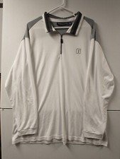 PGA TOUR Men's Long Sleeve Quarter Zip Pullover Size XL Shirt White Gray