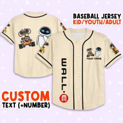Personalized Disney WALL-E And EVE 3D Baseball Jersey Shirt Mother Day Gift