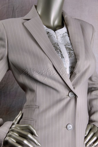$3990 New with tag AKRIS Beige Sabbia Pin Stripe Coat Jacket 6 36 - Picture 4 of 7
