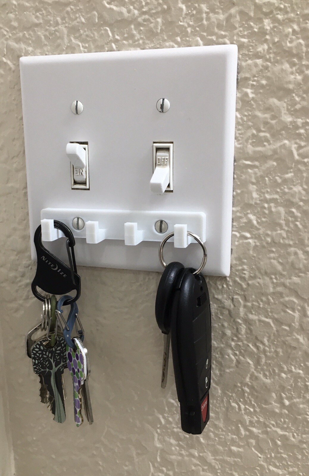 Light Control Key (4 pack) of 4-hook Light Switch Key Hangers, Holders. 3D-Printed. Free ...