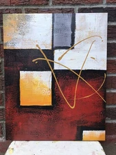Abstract Genuine Oil Painting 16" x 20" On Stretched Canvas #38