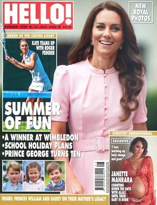 HELLO! Magazine, Kate Middleton, Federer, King Charles, Margot Robbie, 10.7.23