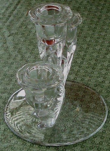 Fostoria Baroque 8.5” Candelabrum, 3-lite Crystal Clear, Gorgeous Candlestick - Picture 4 of 9