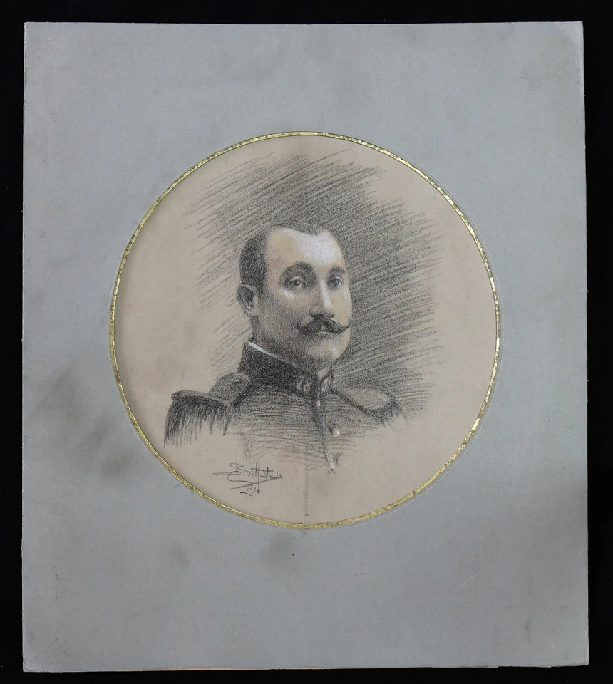 Dessin signé 1916 portrait d"un officier MILITAIRE première guerre mondiale - Photo 4/4