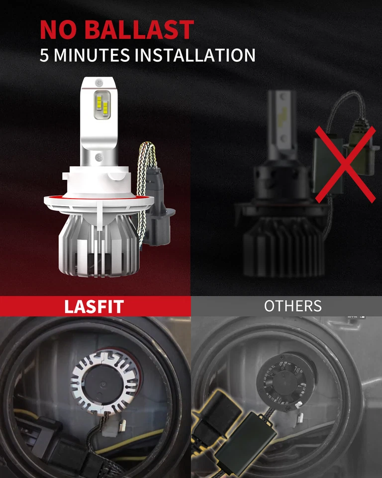 LASFIT 9008 H13 LED Headlight Bulb High Low Beam for Dodge Challenger 2009-2014 - Image 4 of 4