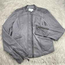 Anthropologie Marrakech Women's L Gray Mineral Wash Zip Front Knit Moto Jacket