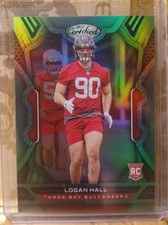 Logan Hall /5 RC 2022 Panini Certified Mirror Green Rookie Card Tampa Bucs #58 . rookie card picture