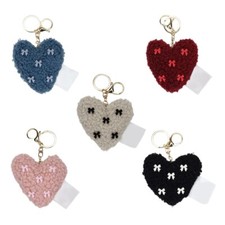 Furry Heart Key Chain Love Heart Bag Accessory Handmade Pendant Keyring