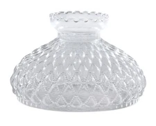 B&P Lamp® 10" Clear Diamond Quilted Pattern Student Glass Shade with Crimpe