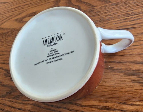 Americana Cups (pair) - 8 oz. Sequoia Omnibus Habitat Stoneware White Red Navy ! - Picture 11 of 14