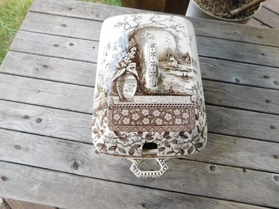 Antique Brown Transferware Burgess & Leigh Hill Pottery Rustic