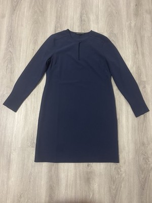 Boston Proper Navy Blue Long Sleeve Keyhole Dress Size S Career Sheath
