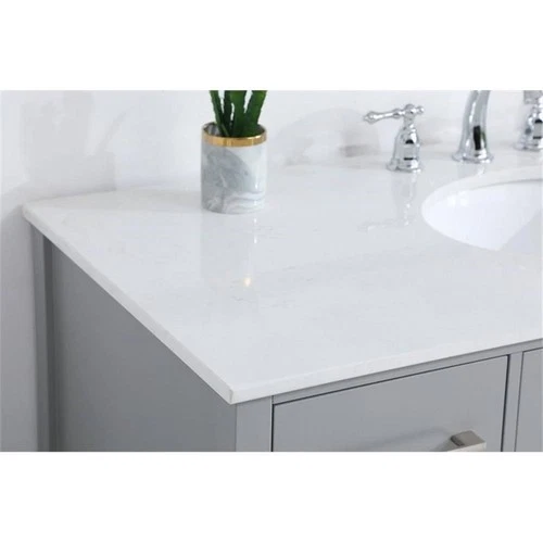 Elegant Decor Irene 48" Solid Wood Single Bathroom Vanity w/ Backsplash in Gray - Picture 4 of 8